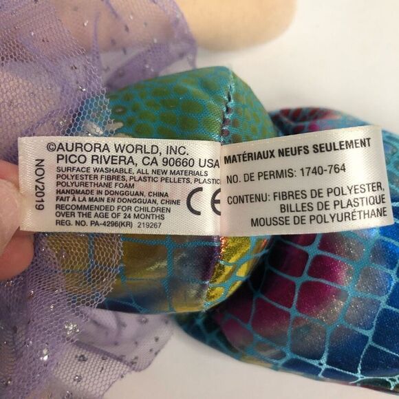 aurora sea sparkles 18 inch rainbow violet purple blue hair mermaid plush doll - Picture 6 of 7